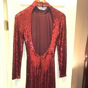 RED SEQUIN EVENING GOWN SIZE 7/8